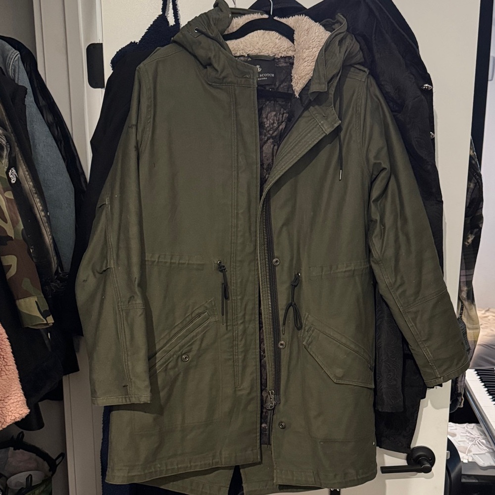 Scotch & Soda Quilted Jacket with Faux Fur Lining